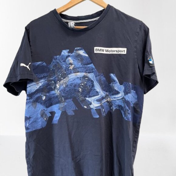 Puma BMW Motorsport Graphic T Shirt Men's 2017 Navy Logo Sold Out Large - Picture 2 of 5